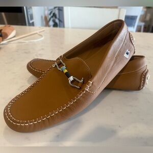 Elegant Tan Leather Loafers with Beaded Detail